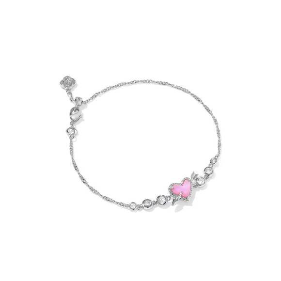 NEW KENDRA SCOTT women's ari heart arrow silver tennis bracelet in silver